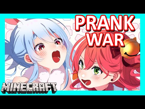 【Hololive】Pekora & Miko: PRANK WAR!!!【Minecraft】【Eng Sub】