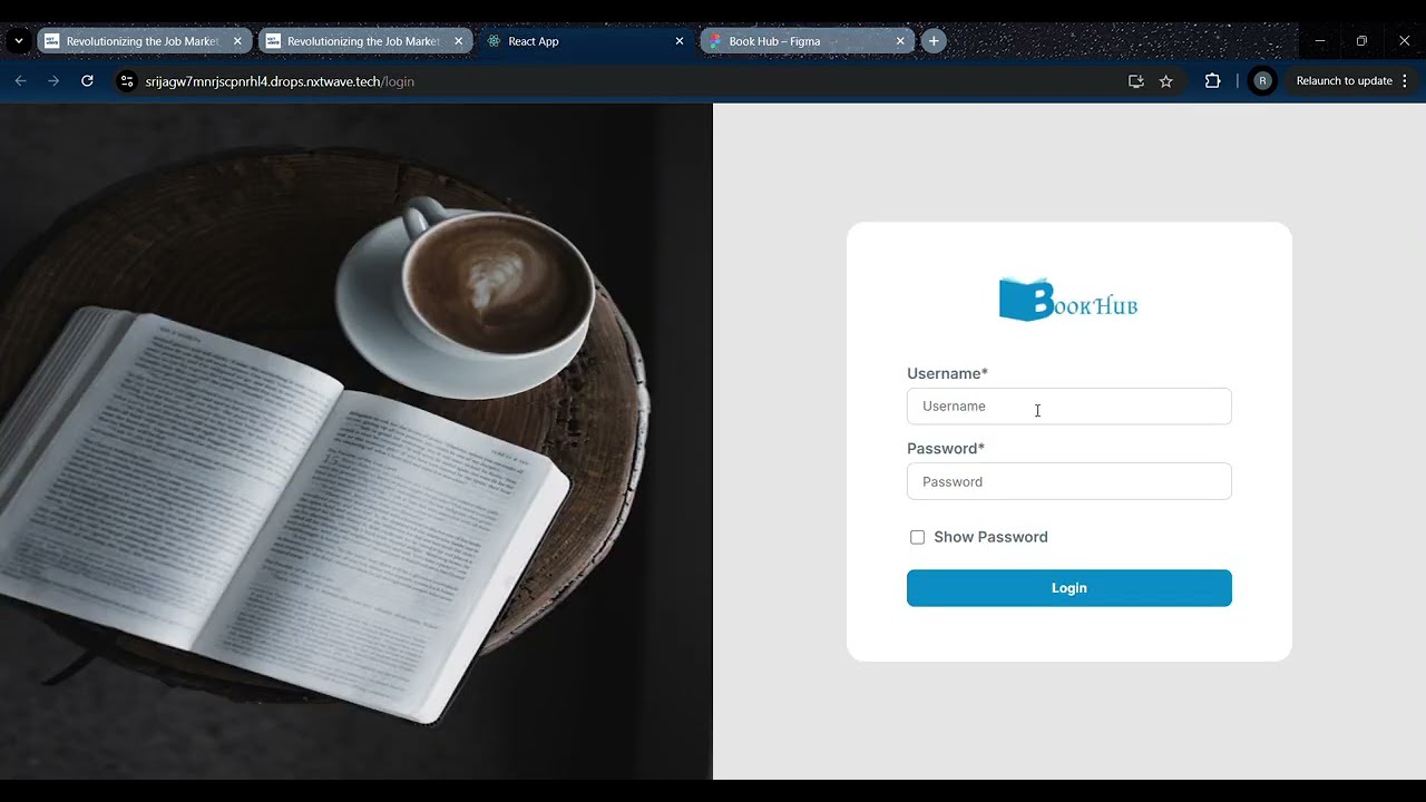 Book Hub Mini-Project CCBP 4.0 Tech #ccbp #nxtwave #bookhub #reactjs