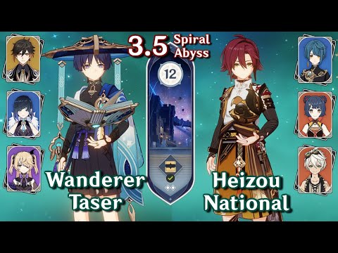 C0 Wanderer Taser & C0 Heizou National | Spiral Abyss 3.4/3.5 - Floor 12 - 9 Stars | Genshin Impact