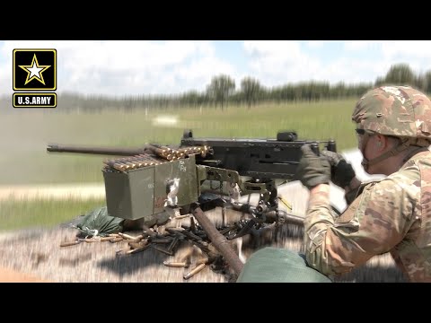 Heavy Firepower: U.S. Army Fires the Legendary M2 50 Caliber Machine Gun