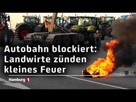 A7-Auffahrt Waltershof versperrt: Über 1.500 Traktoren in Hamburg unterwegs