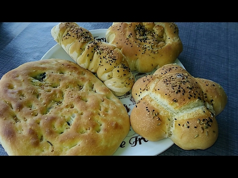 خبز رمضان بالزيتون و خبز مفوح بعجينة واحدة