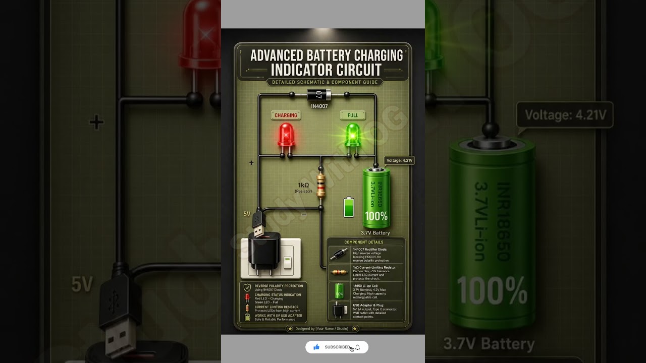 ADVANCED BATTERY CHARGING INDICATOR CIRCUIT 🔋⚡ #diy #battery #charging #electronics #shorts #viral