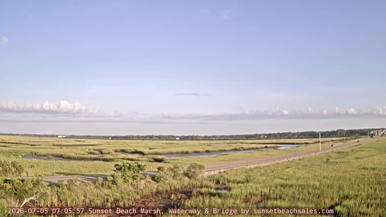 Live webcam view of Canal y puente sobre la marisma