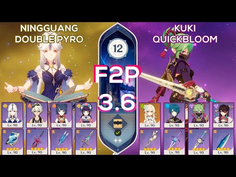 [F2P] NEW Spiral Abyss 3.6 Ningguang Double Pyro & Kuki Shinobu Quickbloom I Floor 12 Genshin Impact