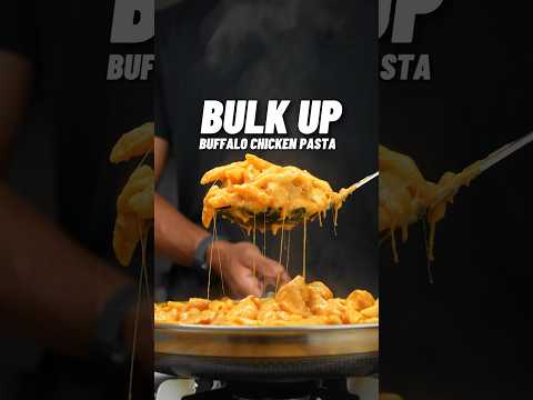 Easy BULKING Meal Prep Buffalo Chicken Pasta! 🔥🍝 OVER 1000 calories with 72g protein! #bulking
