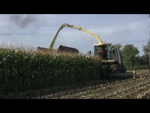 maishakselen - Krone Big X v8. met de shovel inkuilen.