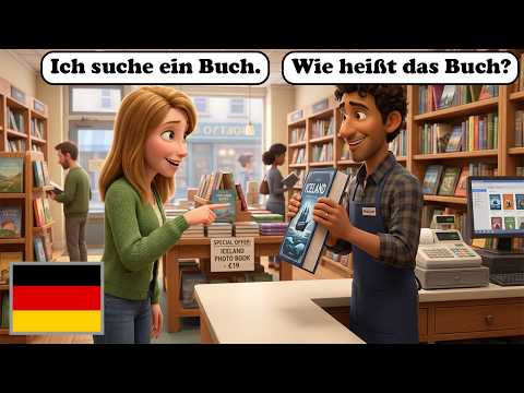 Learn German: 10 Easy Bookstore Conversations (A1-A2 Level)