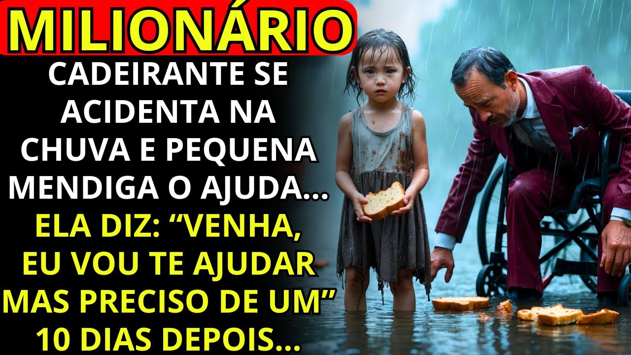 MILIONÁRIO CADEIRANTE SE ACIDENTA NA CHUVA E PEQUENA MENDIGA O AJUDA... 10 DIAS DEPOIS ELA...