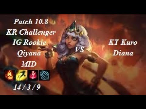 IG Rookie - Qiyana vs Diana - KT Kuro - KR Challenger 661 LP - Patch 10.8