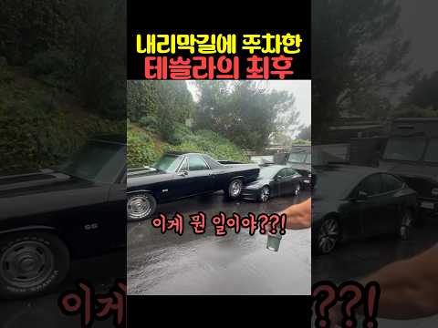내리막길에 주차한 테슬라의 최후