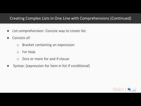 Getting Productive with Modern Python Complex Lists in 1 Line with Comprehensions| packtpub com