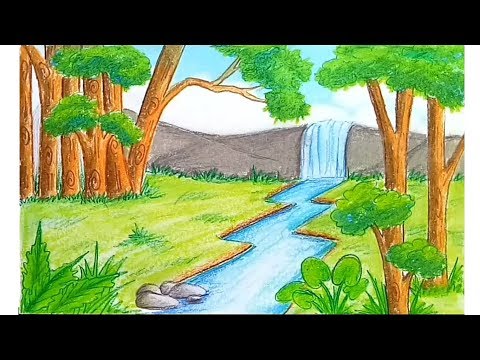 watercolor village painting - Landscape nature scenery Drawing by David -  PaintingTube