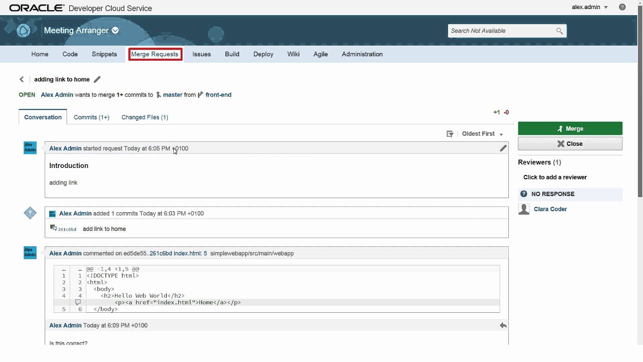 Oracle Developer Cloud Service: Understanding the Web Interface