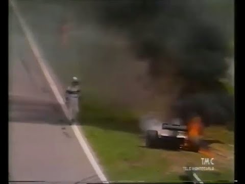 1986 Austrian GP-Q2 - Alessandro Nannini (Minardi) & Riccardo Patrese (Brabham) engines caught fire
