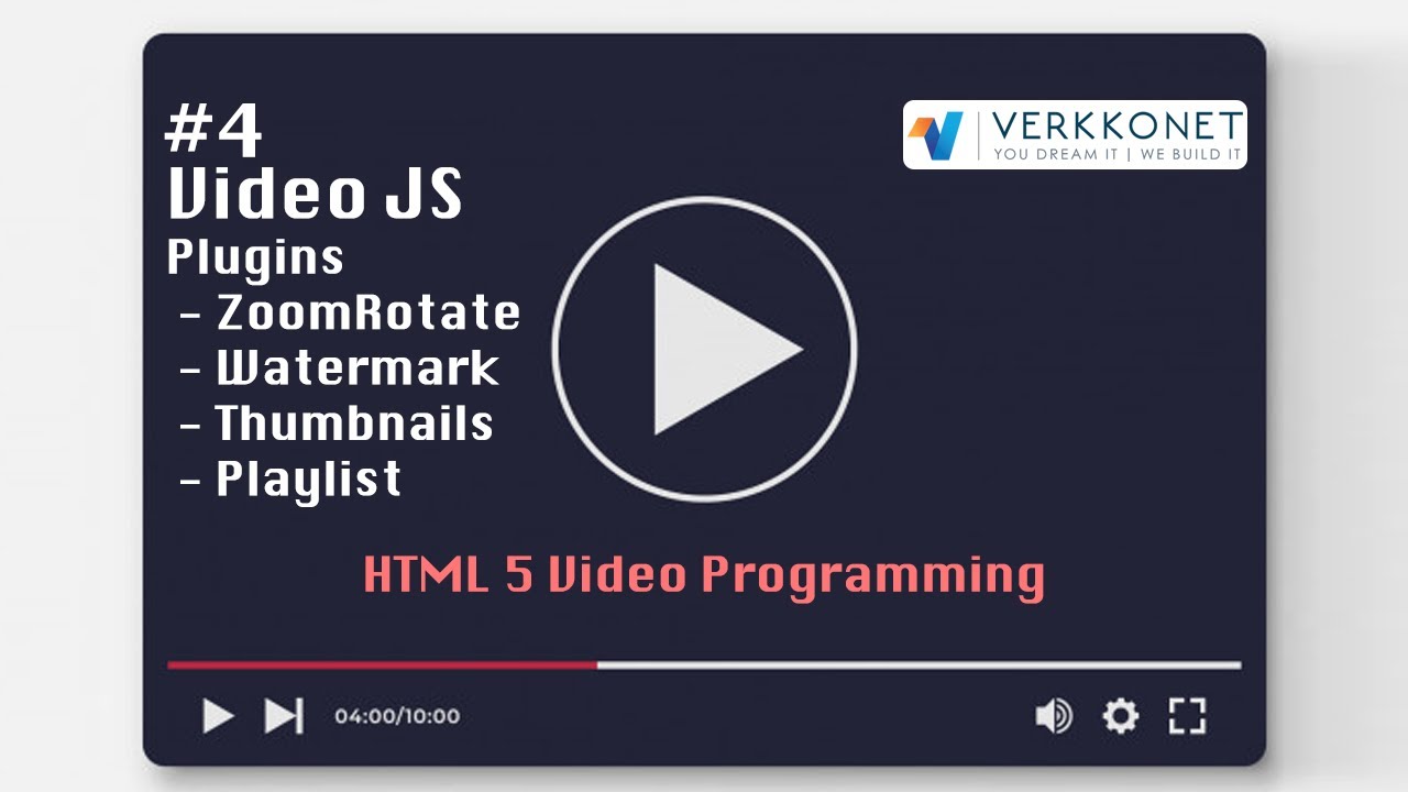 HTML Video Programming #4   Plugins Thumbnails, Playlists, Zoom Rotate & Watermarks (4/5)