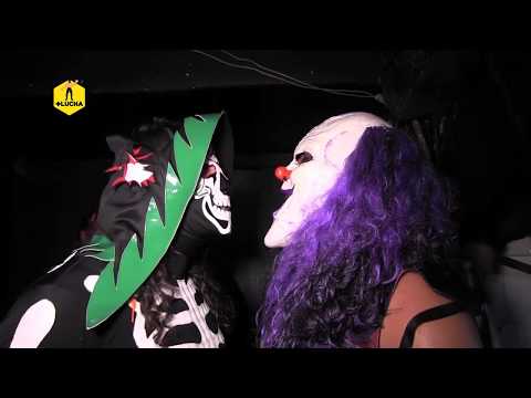 La Parka and Dave the Clown come to blows backstage at the Neza Arena.