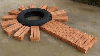 Great Creative Idea From Red Bricks And Old Tires - Amazing Construction Diy