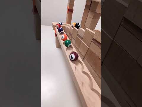 marble Run Race ASMR #254 Wooden Wave Course Colorful Marbles #marblerun #marblerunrace #asmr