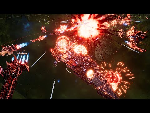 Skalgrim Mod 2020: Space Wolves destroy 5 Chaos Titans! Massive Battle, Battlefleet Gothic Armada 2