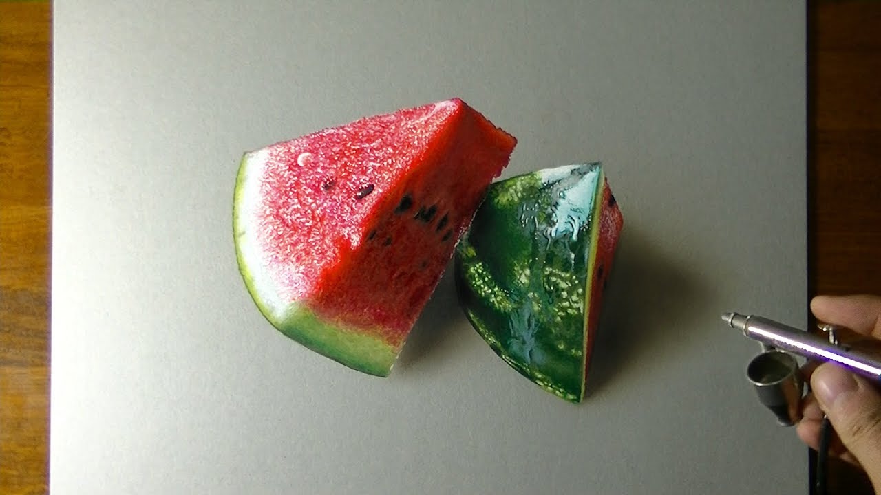 3d art drawing watermelon by marcello barenghi