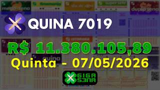Resultado da Quina 7019, Quinta-feira, 07/05/2026