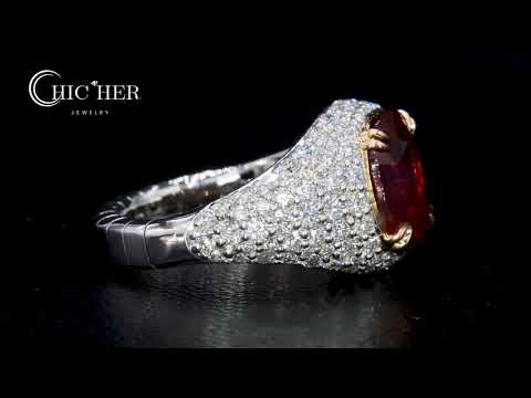 7ct Micro-pave Setting Cushion Cut Ruby Sapphire Men's Ring