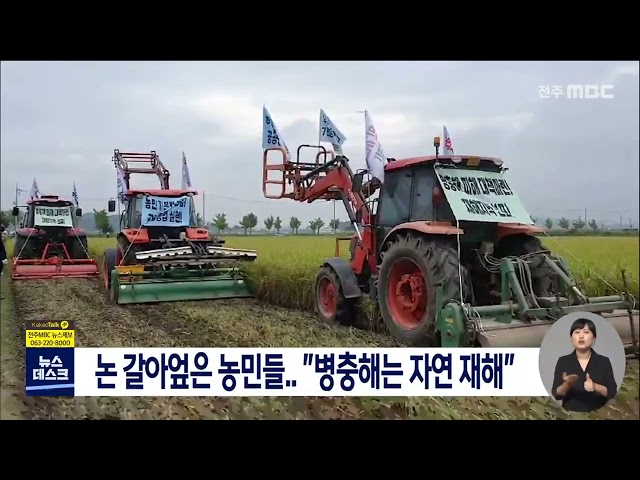 논 갈아엎은 농민들..