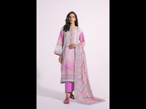 E0207 Violet  | ETHNiC Three Piece Suit | Printed Lawn | Unstitched