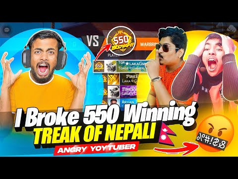 Breaking Highest 550 Winning streak Of Nepali Angry Youtuber 😨 world Record