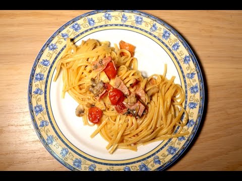 Linguine Speck e Funghi con Pomodorini - Easy Recipe