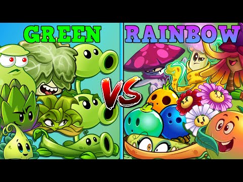 Team GREEN vs ALL COLOR Plants - Who Will Win? - PvZ 2 team Plant vs Team Plant