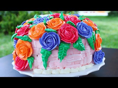 Amazing Basket of Roses Cake - Basket of Roses Vanilla cake recipe