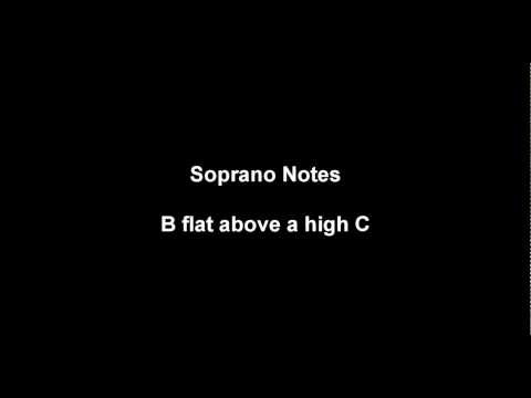 Soprano notes ( B flat above C )