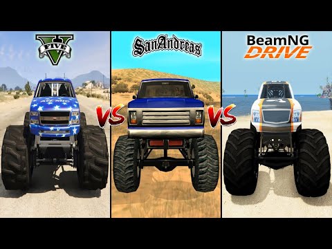 GTA 5 MONSTER TRUCK VS GTA SAN ANDREAS MONSTER TRUCK VS BEAMNG MONSTER TRUCK - WHICH IS BEST?