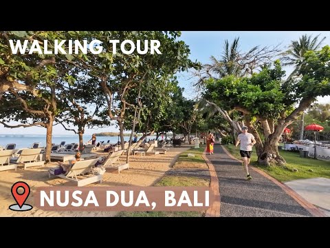 Walking Tour NUSA DUA Bali | Sunset Walk, Blue Sky, White Sand, Beautiful Resorts Bali Today 2024