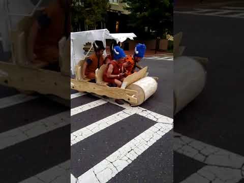 They built a Flintstone car! Funny