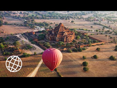 Voo de balão sobre Bagan, Mianmar [Lugares incríveis 4K]