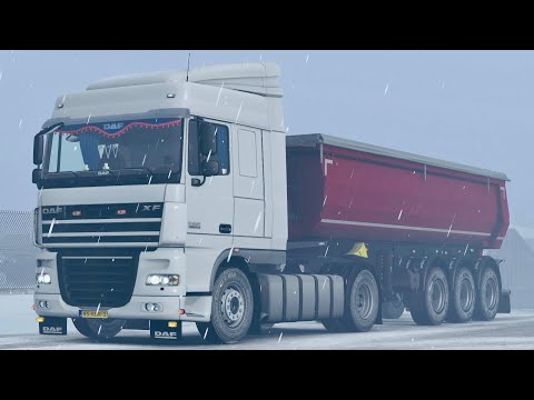 Driving in a Snow Storm with Really Slippery Roads | DAF XF 105 | Euro Truck Simulator 2 Gameplay