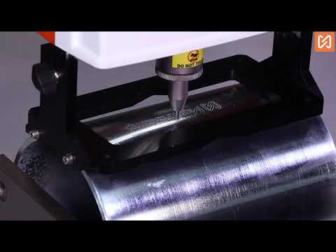 Linear Marking on Pipe surface with V' Groove Front Fixture |dot peen marking machines