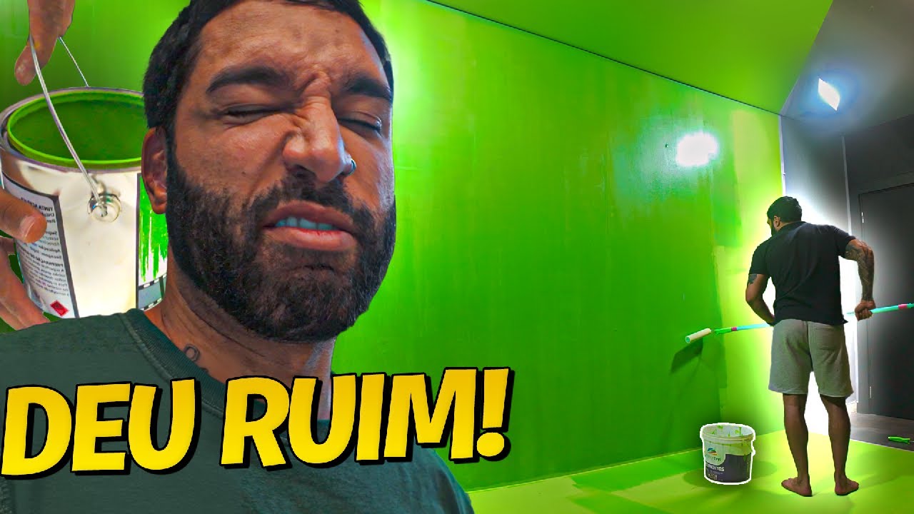PINTEI MEU ESCRITÓRIO DE VERDE PRAS GRAVAÇÕES e  DEU RUIM! 😱