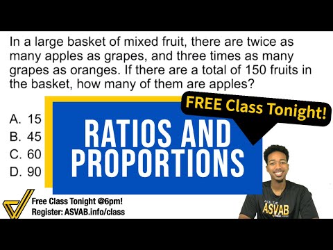 ASVAB Arithmetic Reasoning - Ratio and Proportion Word Problem (FREE Class Tonight!)