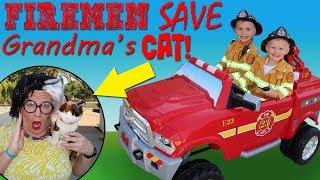Grandma Calls the Police!  Kid Firemen Save the Day!!