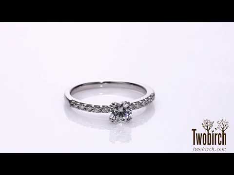 Double Prong Round Engagement Ring - TwoBirch