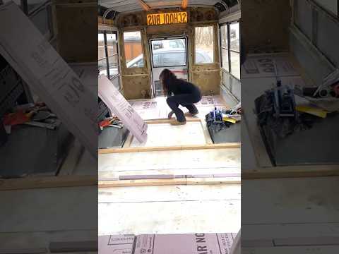 School Bus Conversion Step 3: subfloor #tinyhouse #vanlife #diy #renovation #conversion #buslife