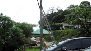 Dror Milgrom on a zip line at Camp Taiwan