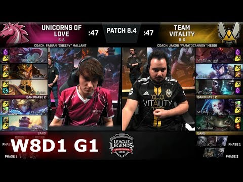 Unicorns of Love vs Vitality | Week 8 Day 1 of S8 EU LCS Spring 2018 | UOL vs VIT W8D1 G1