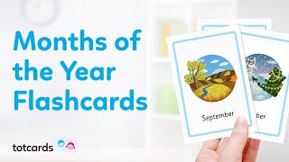 Months of the year flashcards - Learn months of the year for kids flash cards - Totcards (4K)