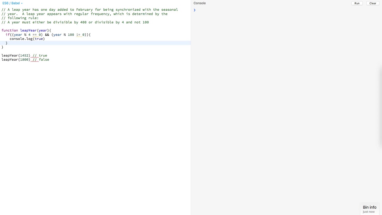 Javascript  - Determine the leap year