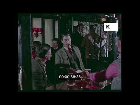 1950s, 1960s UK Pub Drinking and Pipe Smoking, 35mm